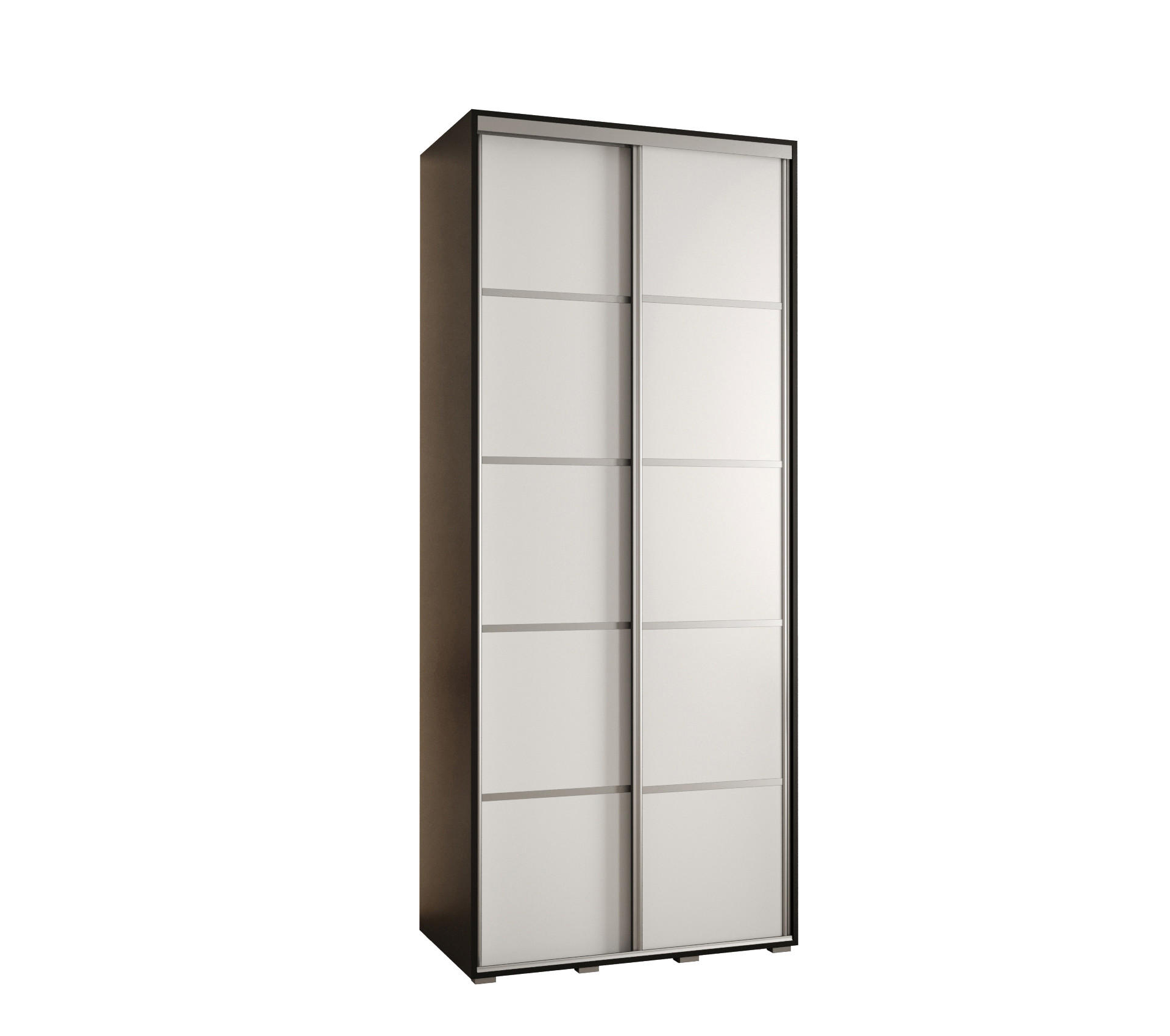 Abiks Möbel Schwebetürenschrank Schwarz, Weiß, Silber 120x235x60 cm