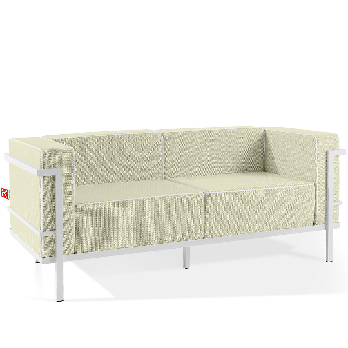 GARTENSOFA TRIGLO 2-Personen, Stahlrahmen, Modern, Weiß - Weiß/Hellgrün, Textil/Metall (164/70/69cm) - KONSIMO®