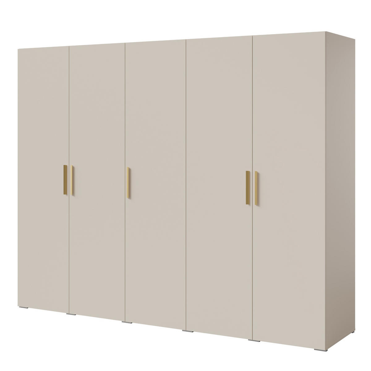 DREHTÜRENSCHRANK Napoli 5D 250 Kaschmir (schwarzer oder goldener Griff) - Kaschmir/Silberfarben, Holzwerkstoff/Kunststoff (250/35/60cm) - mzm24