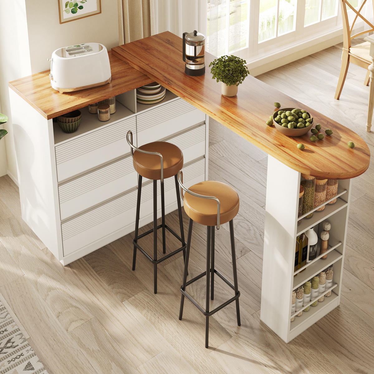 BARTISCH Ausziehbar 137-215x39x102cm 6 Schubladen Stauraum - Weiß, Holzwerkstoff (39/137/102.3cm) - FLIEKS