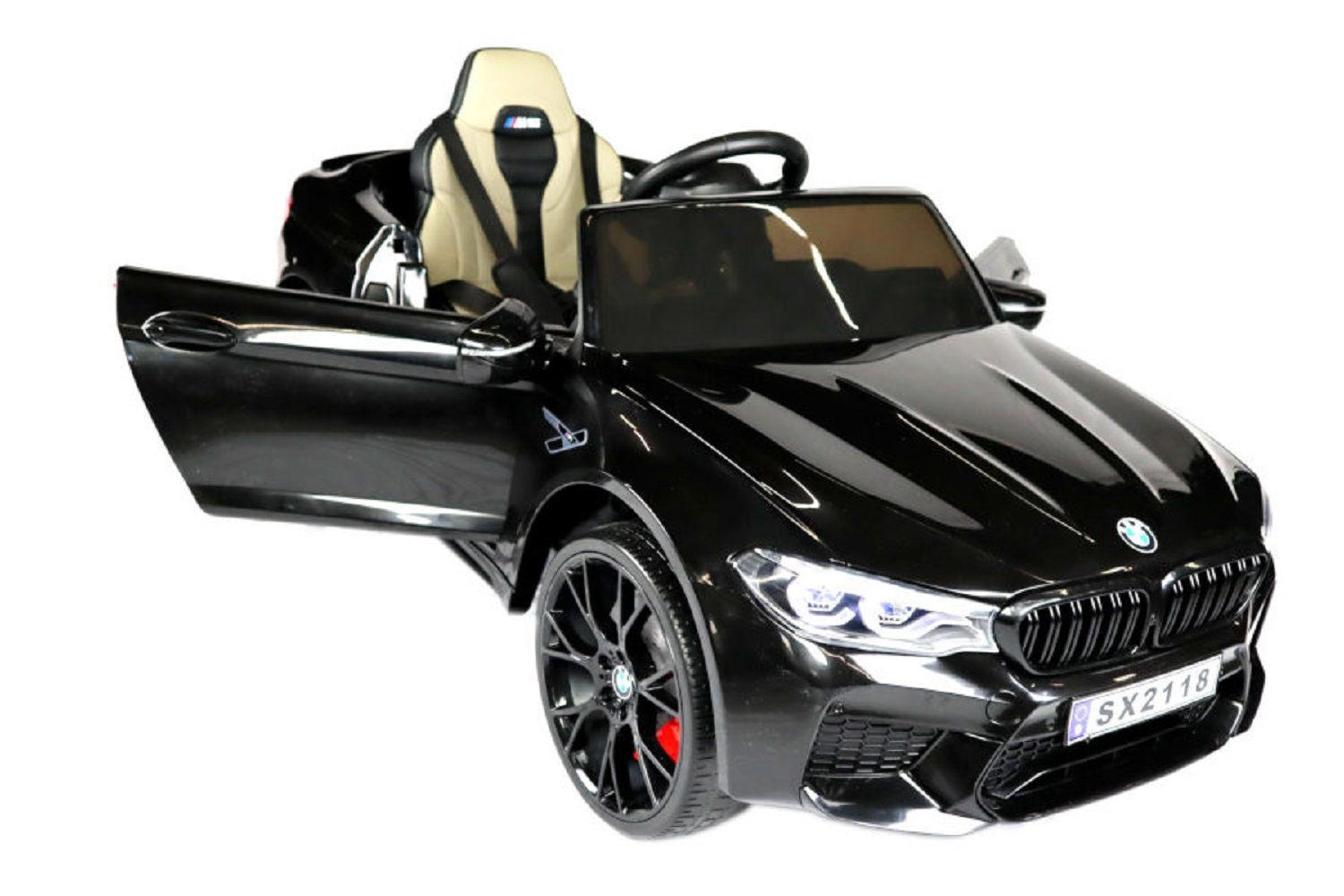 KINDER ELEKTROAUTO BMW M5 Drift Version schwarz EVA-Reifen, Kunstledersitz, lizenziert, 12V 7Ah Akku, 24V Akku - Schwarz, Kunststoff (127/74/55cm) - Es-Toys