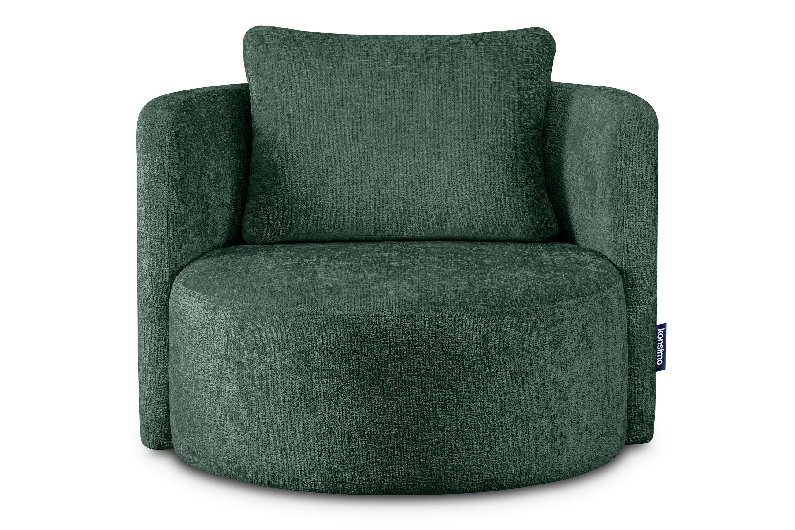 DREHSESSEL-SET RAGGI inkl. Sitzhocker, Chenille-Stoff, grün - Grün, Textil (92/75/80cm) - KONSIMO®