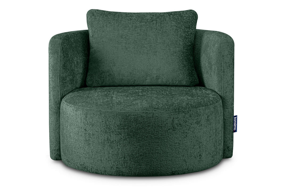 DREHSESSEL-SET RAGGI inkl. Sitzhocker, Chenille-Stoff, grün - Grün, Textil (92/75/80cm) - KONSIMO®