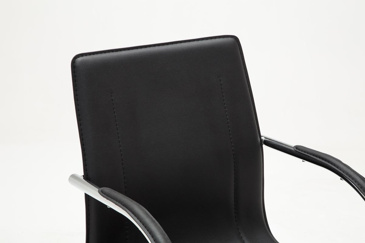 BESUCHERSTUHL Rabat Kunstleder Schwarz Konferenzstuhl Bürostuhl - Schwarz, Leder (56/94/52cm) - DELUKE