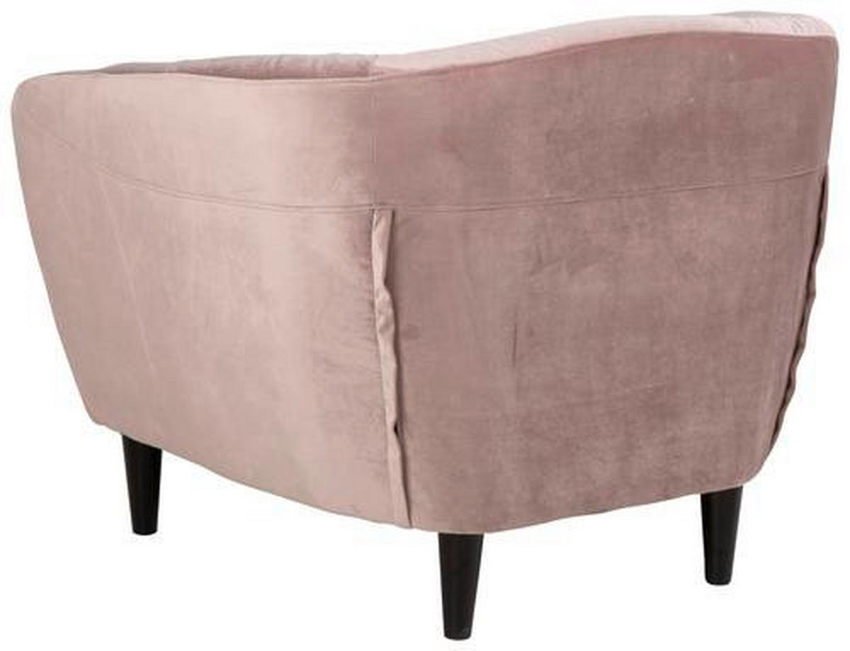 Fauteuil Chesterfield tissu rose et pieds noirs - Ambia Home