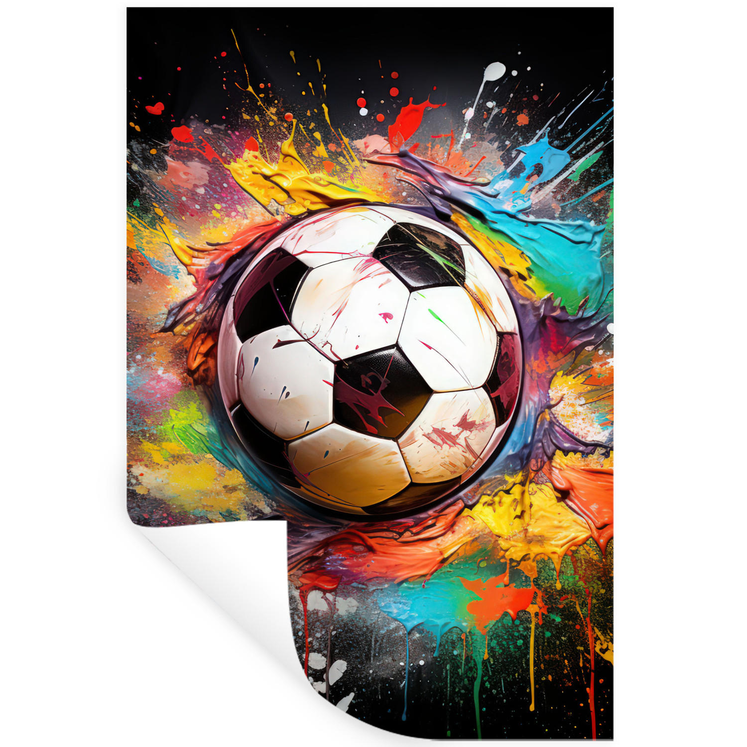 WANDTATTOO Fußball - Farbe - Farben - Schwarz - Weiß 40x60 cm - Weiß, Kunststoff (40/60/0.1cm) - MuchoWow
