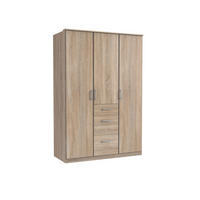 KLEIDERSCHRANK Click in Eiche Sägerau - Drehtürenschrank 135 cm Breite ohne Spiegel - Braun, Holzwerkstoff (135/199/58cm)