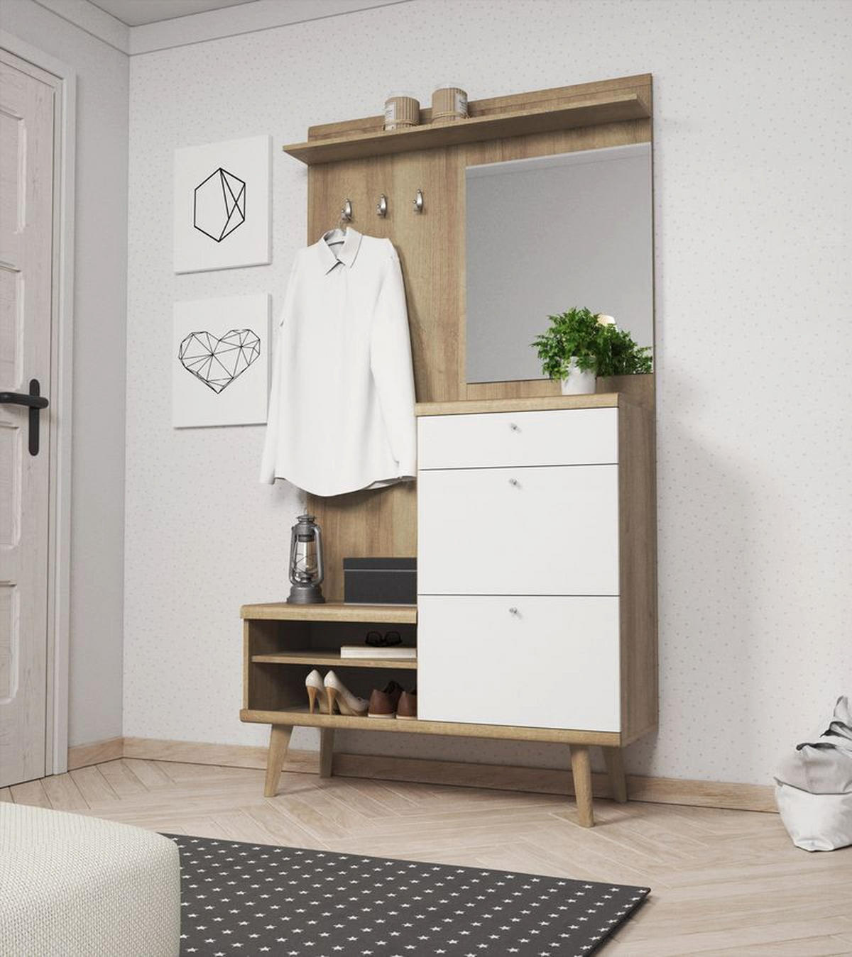 GARDEROBENPANEEL – PG110 – 200 cm – Primo – Weiß / Sonoma Eiche - Weiß, Holzwerkstoff (110/200/34cm) - hi-markt