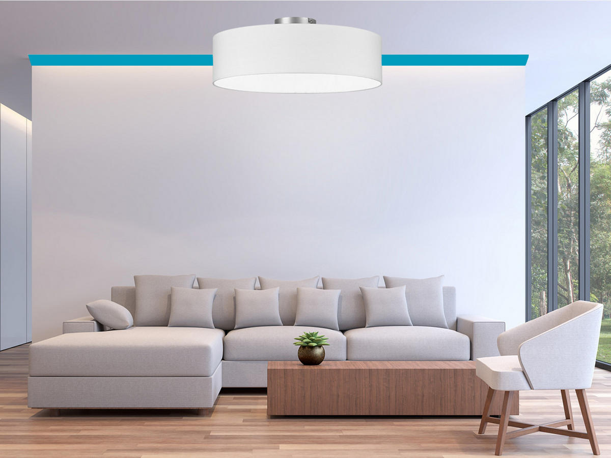 DECKENLAMPE Ø40cm, Lampenschirm Stoff Weiß - Weiß, Textil (40/40/19cm) - meineWunschleuchte