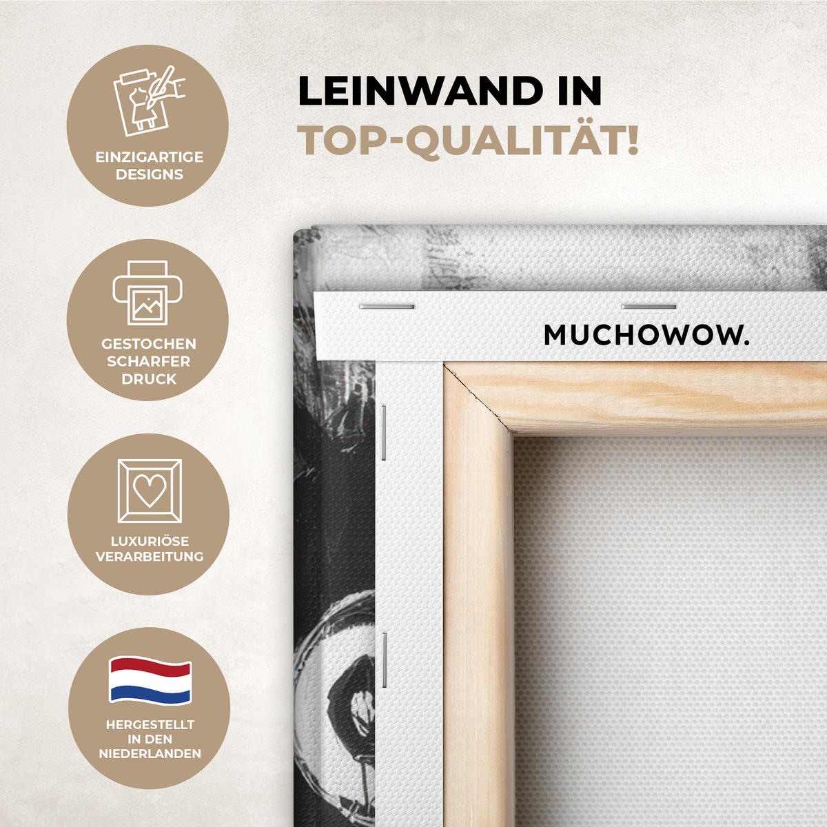 LEINWANDBILD Malerei - Figuren - Schwarz - Abstrakt Wandbild Wohnzimmer 60x80 cm - Schwarz, Textil (60/80cm) - MuchoWow