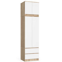 KLEIDERSCHRANK Eiche Sonoma, Weiß 234/60/51 - Weiß/Sonoma Eiche, Holzwerkstoff (60/234/51cm) - RAUMHIRSCH FURNITURE