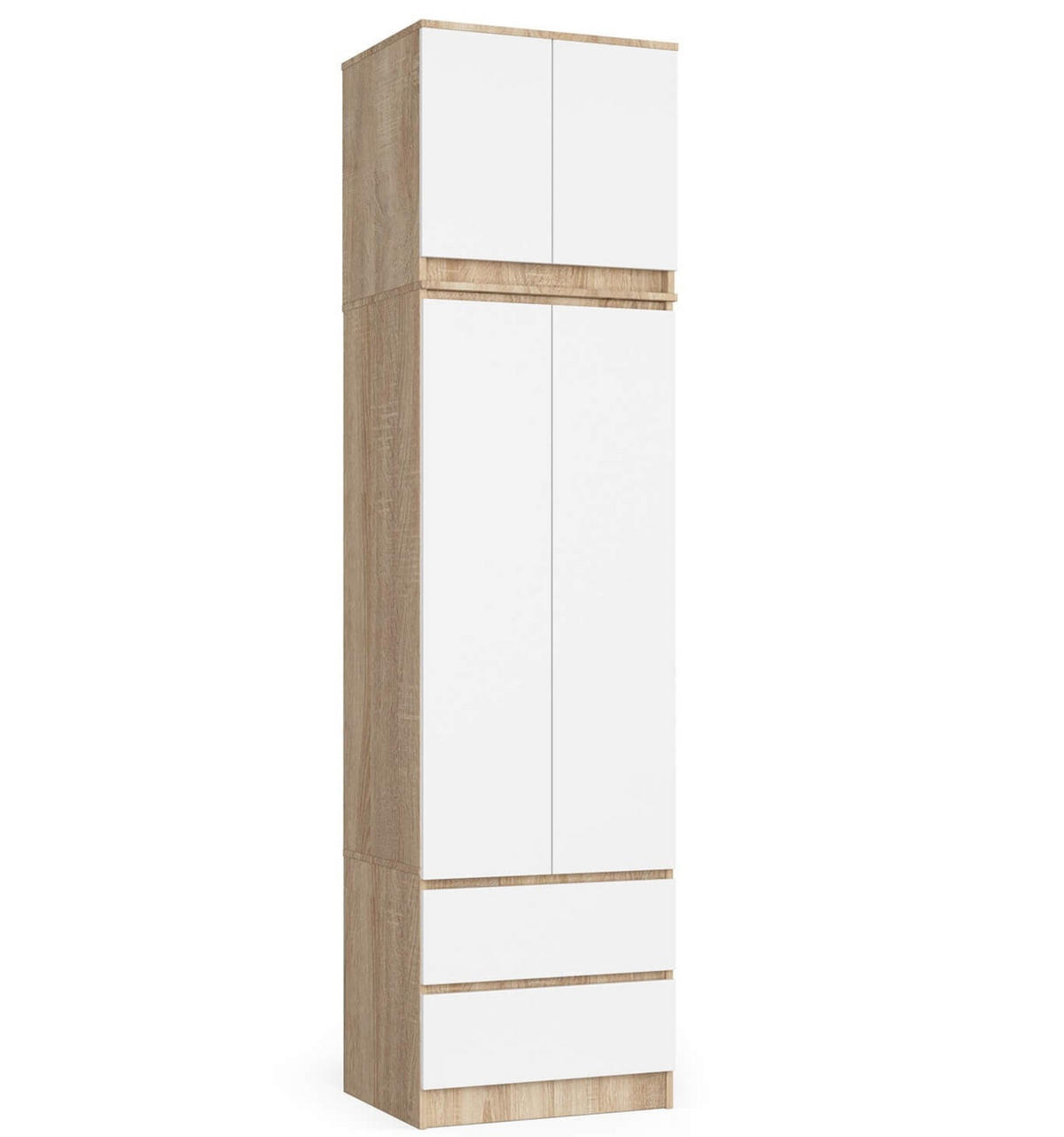 KLEIDERSCHRANK Eiche Sonoma, Weiß 234/60/51 - Weiß/Sonoma Eiche, Holzwerkstoff (60/234/51cm) - RAUMHIRSCH FURNITURE