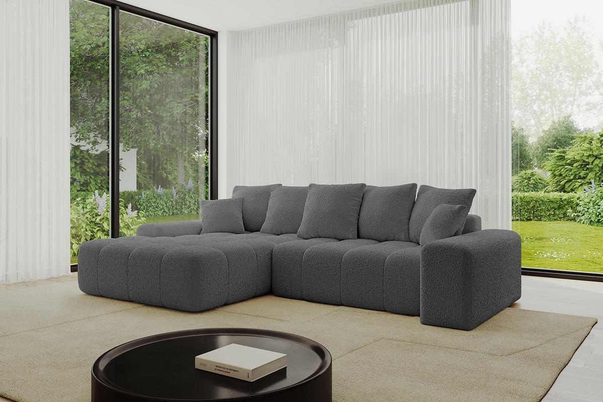 ECKSOFA Ottomane Links ENSI-L - 267x164x88 cm Platinfarben - Platinfarben, Holzwerkstoff/Kunststoff (267/164cm) - ALTDECOR