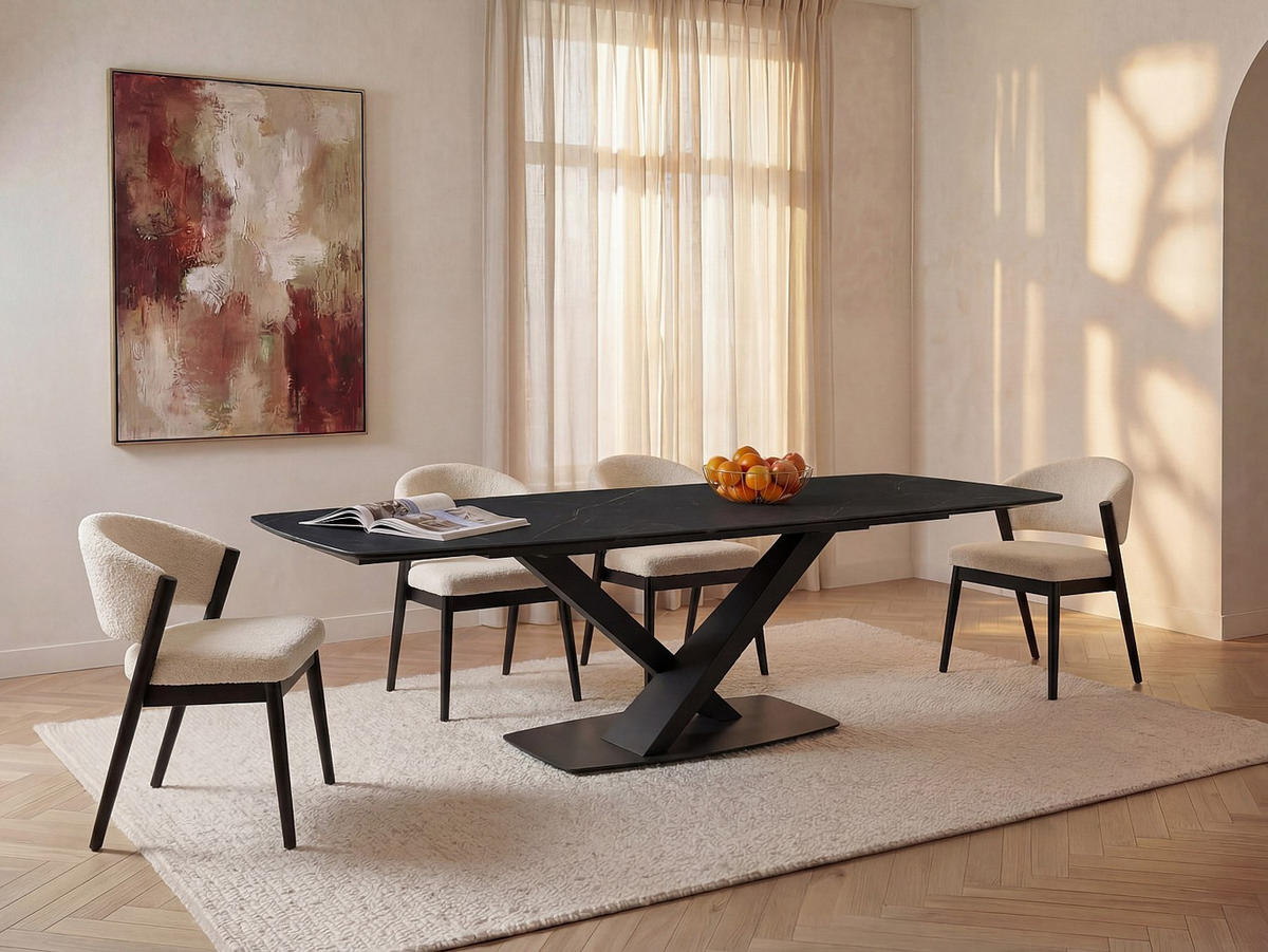 ESSTISCH - 6 Personen, 8 Personen, 10 Personen - Glas, Keramik - Schwarz - MALATA - Schwarz, Glas/Keramik (90/220/76cm) - Vente-Unique