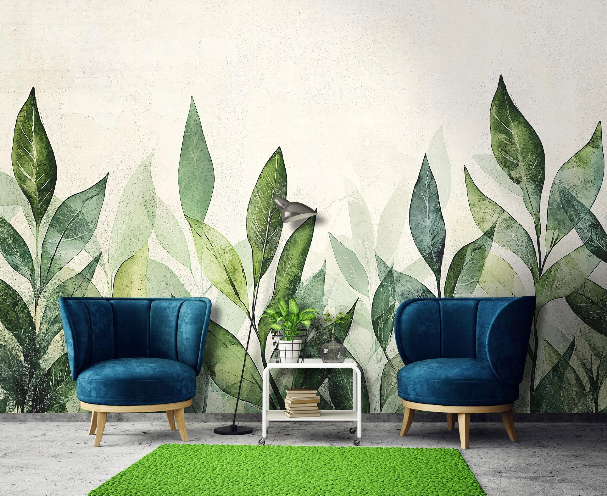 FOTOTAPETE Blätter Nature Wohnzimmer Vliestapete 150x105 - Grün, Papier (150/105cm) - Wallarena