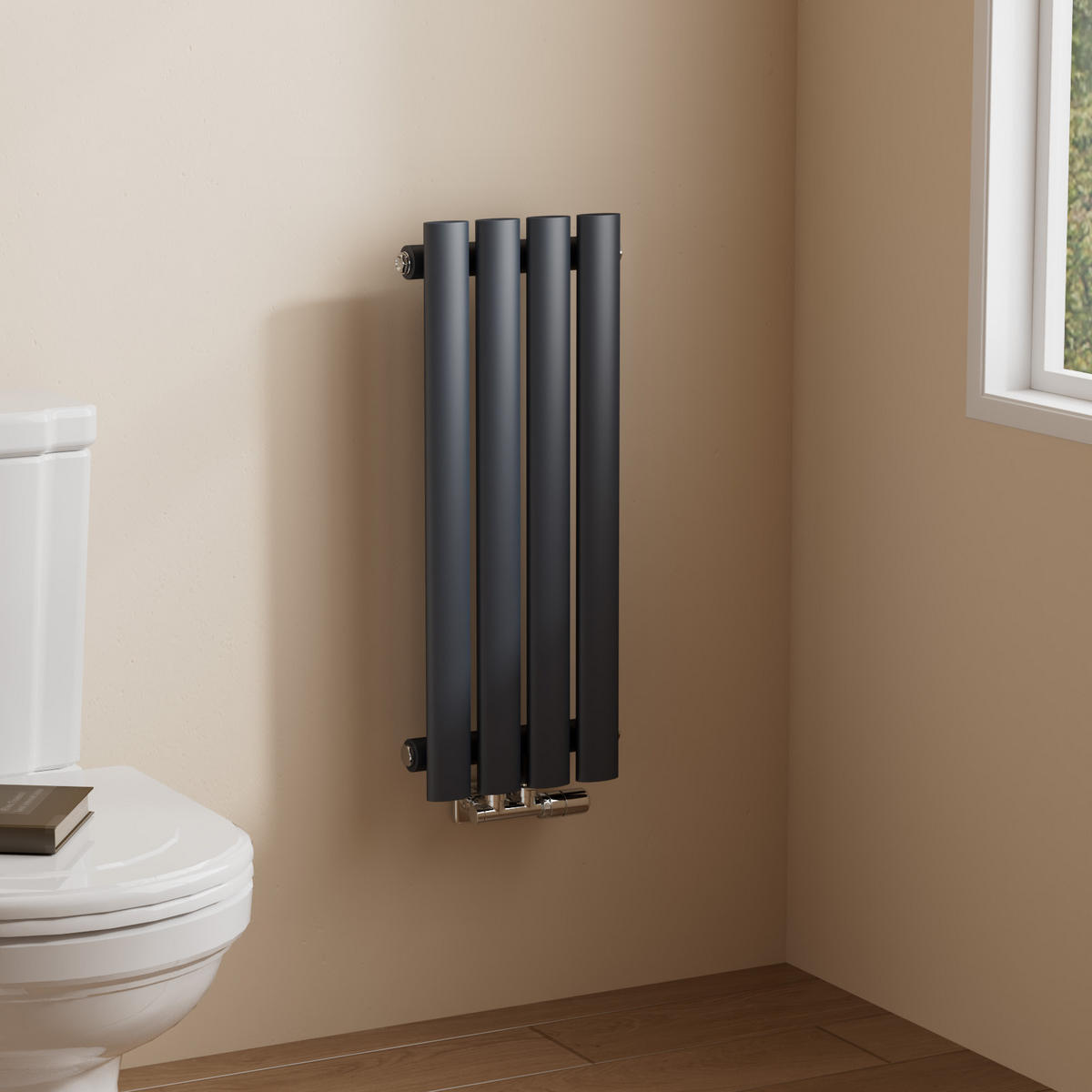 HEIZKÖRPER Doppelrohr vertikal montierbar Anthrazit 24/60/5,8 cm - Anthrazit, Metall (24/60/5.8cm) - EMKE