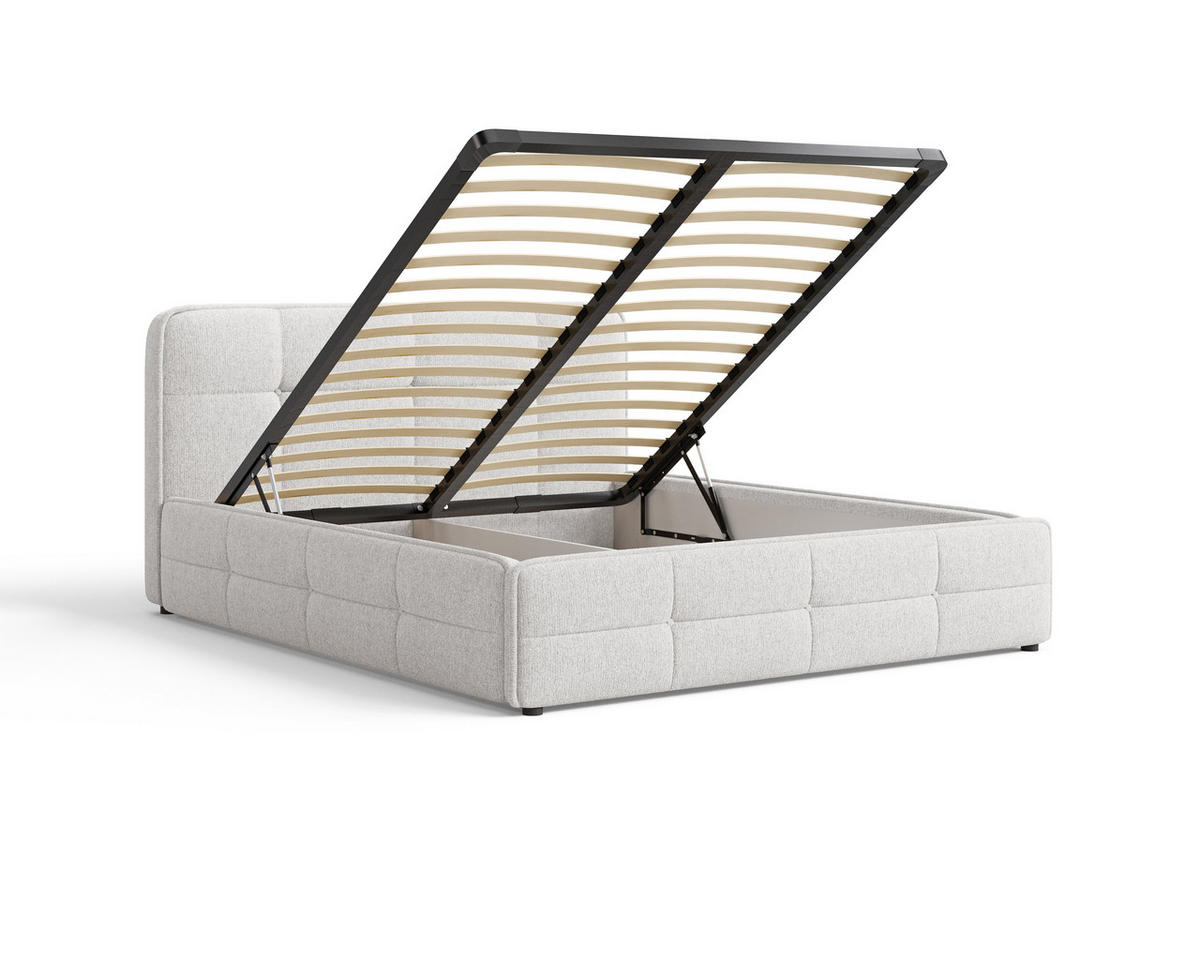 POLSTERBETT 17 140 x 200 cm – Aragon – Bett mit Federmechanismus und Stauraum - Weiß, Holz (140/200cm) - ROYAL24_MARKT