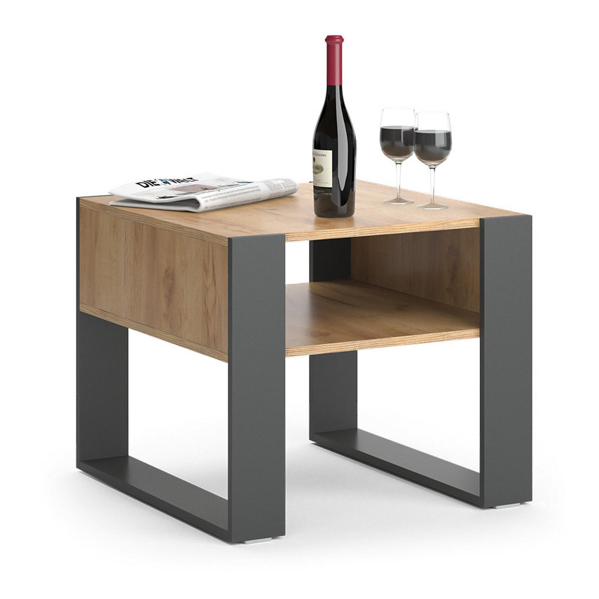 COUCHTISCH Anthrazit 59.2 x 50.6 cm - Honigeiche/Anthrazit, Holzwerkstoff (50.6/59.2/62.4cm) - Vicco