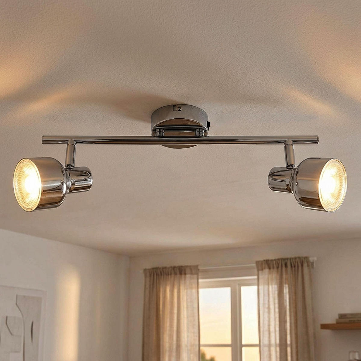 LED DECKENLEUCHTE Rois Silber Chrom - Silberfarben, Metall (38/8/1cm) - Globo Lighting