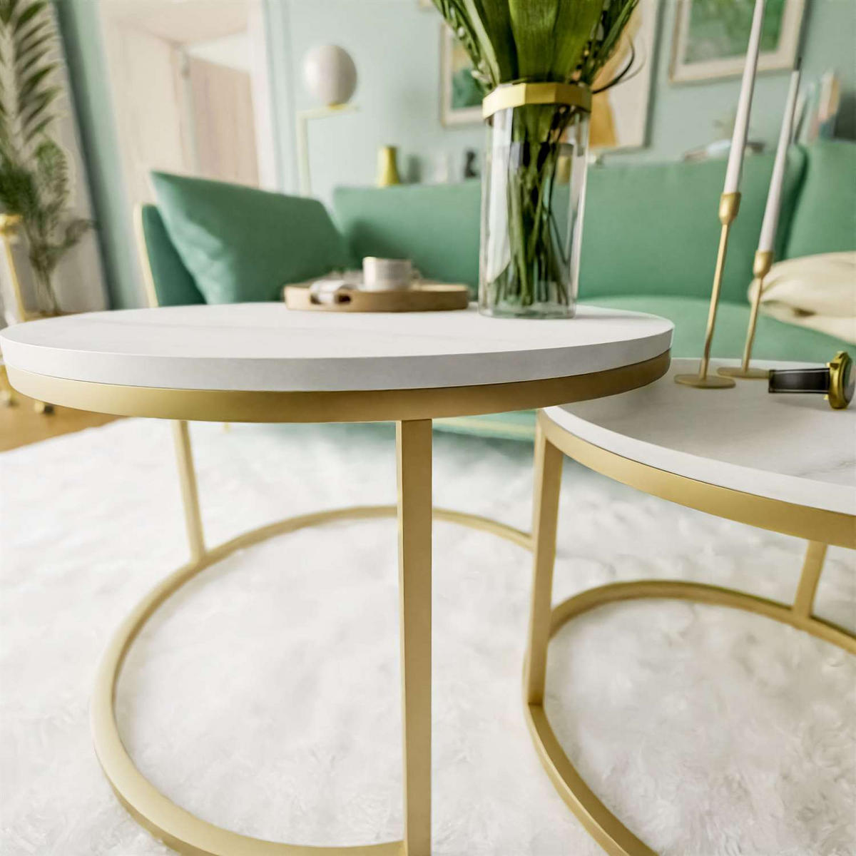 COUCHTISCH CIRI 2-in-1 LEVANTO matt gold - Goldfarben, Holzwerkstoff (80/80/48cm) - Lookway