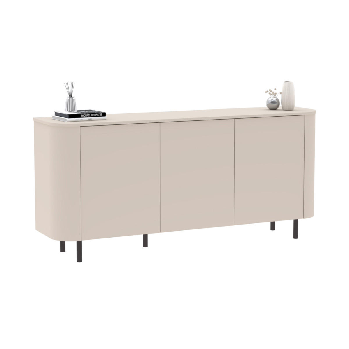 SIDEBOARD 3?türig abgerundete Kanten Kaschmir 180,2/42/82,3 cm - Beige, Holzwerkstoff (42/82.3/180.2cm) - Calicosy