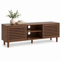 TV-LOWBOARD Dunkelbraun Holzoptik 2 Schiebetüren 140 cm - Dunkelbraun, Holz/Holzwerkstoff (140/49/40cm) - Relaxdays