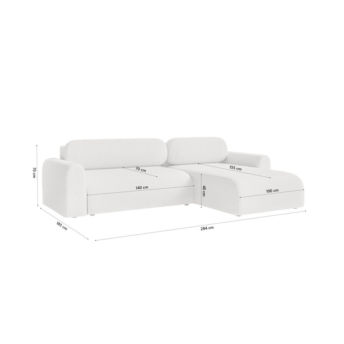 ECKSOFA Lome L mit Schlaffunktion, Silber - Grau, Textil (286/185cm) - Fedve