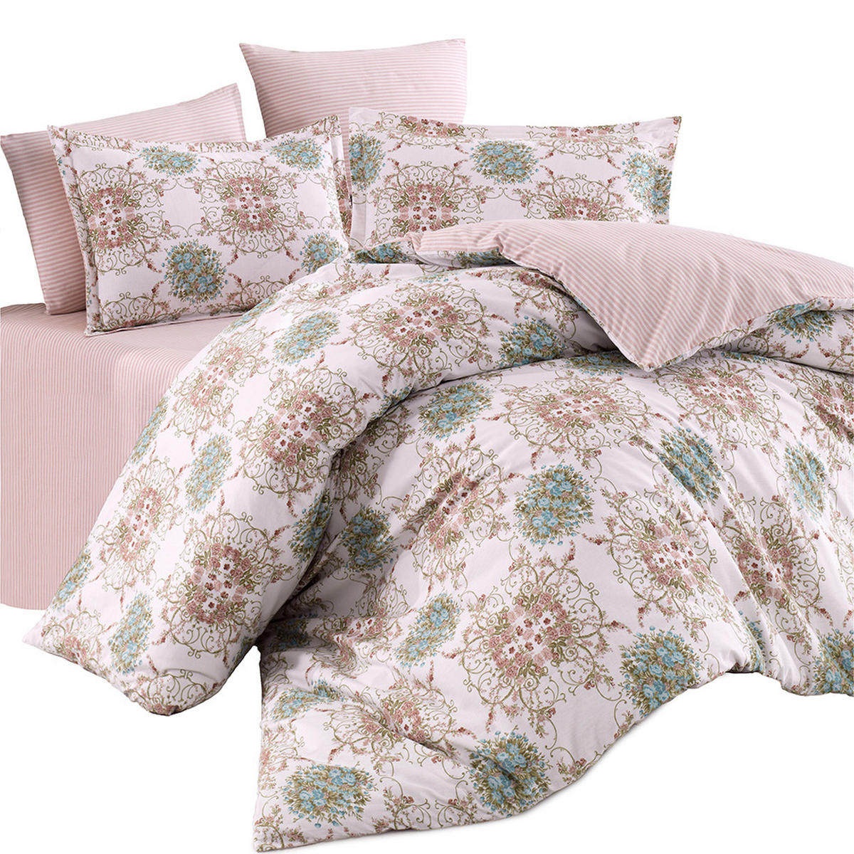 BETTWÄSCHE 6-teilig 220/240 cm SULTAN - Grün, Textil (220/240cm) - ROLFNERS