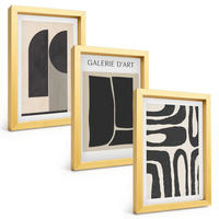 BILDER SET 3er Set - 20x30 cm Goldrahmen - Abstrakte minimalistische Poster - Goldfarben, Kunststoff (20/30cm) - TULUP