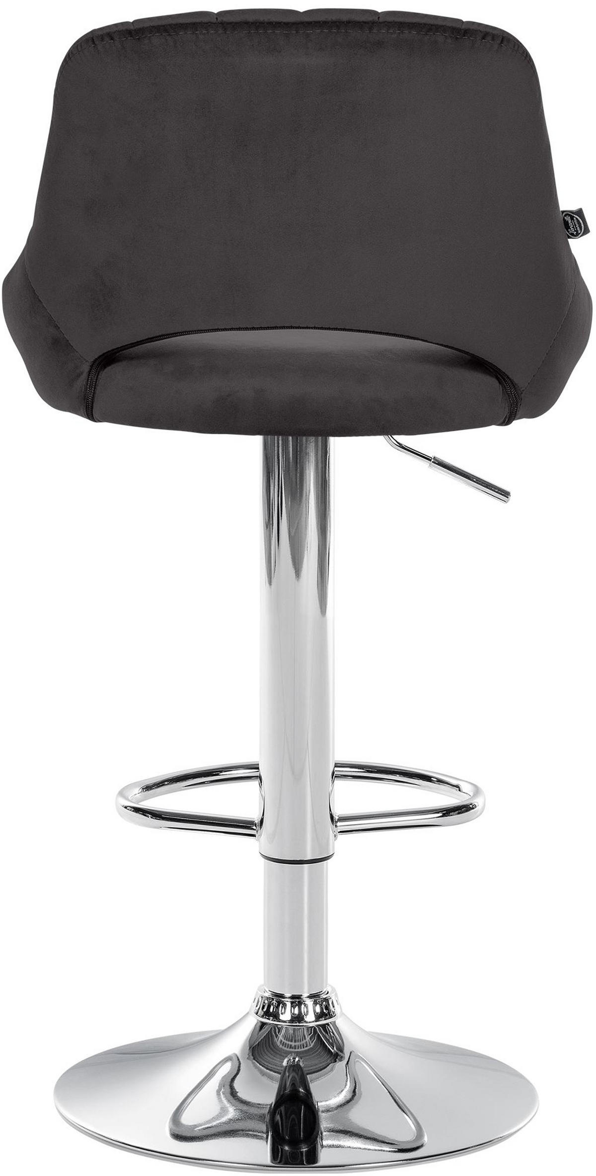 BARHOCKER Milos Samt chrom schwarz - Chromfarben/Schwarz, Textil/Metall (47/106/48cm) - TPFLiving