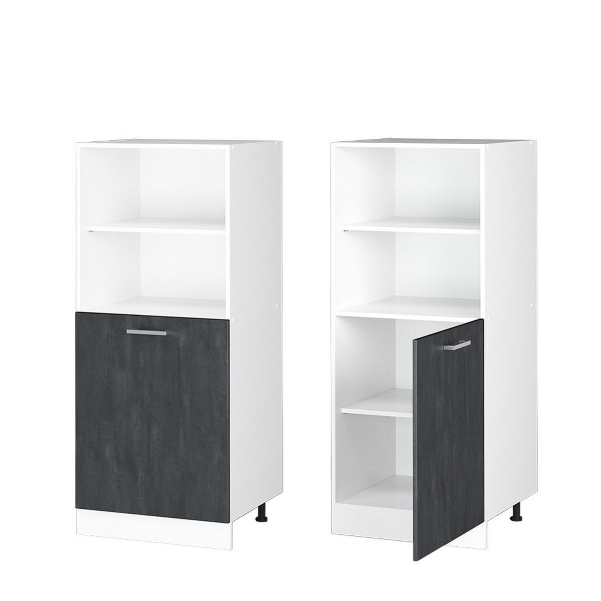HERDUMBAUSCHRANK R-Line Schwarz Beton 60 cm - Schwarz/Weiß, Holzwerkstoff (60/143/57cm) - Vicco