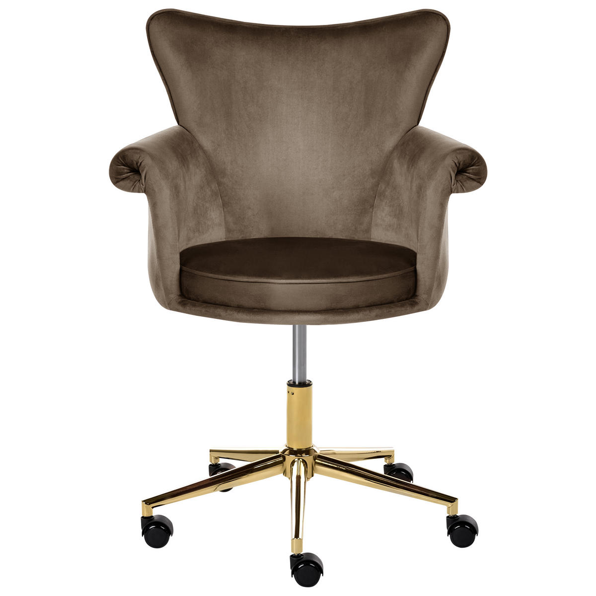 SCHREIBTISCHSTUHL Samtstoff Braun Velencia - Braun, Textil (64/85/60cm) - Beliani