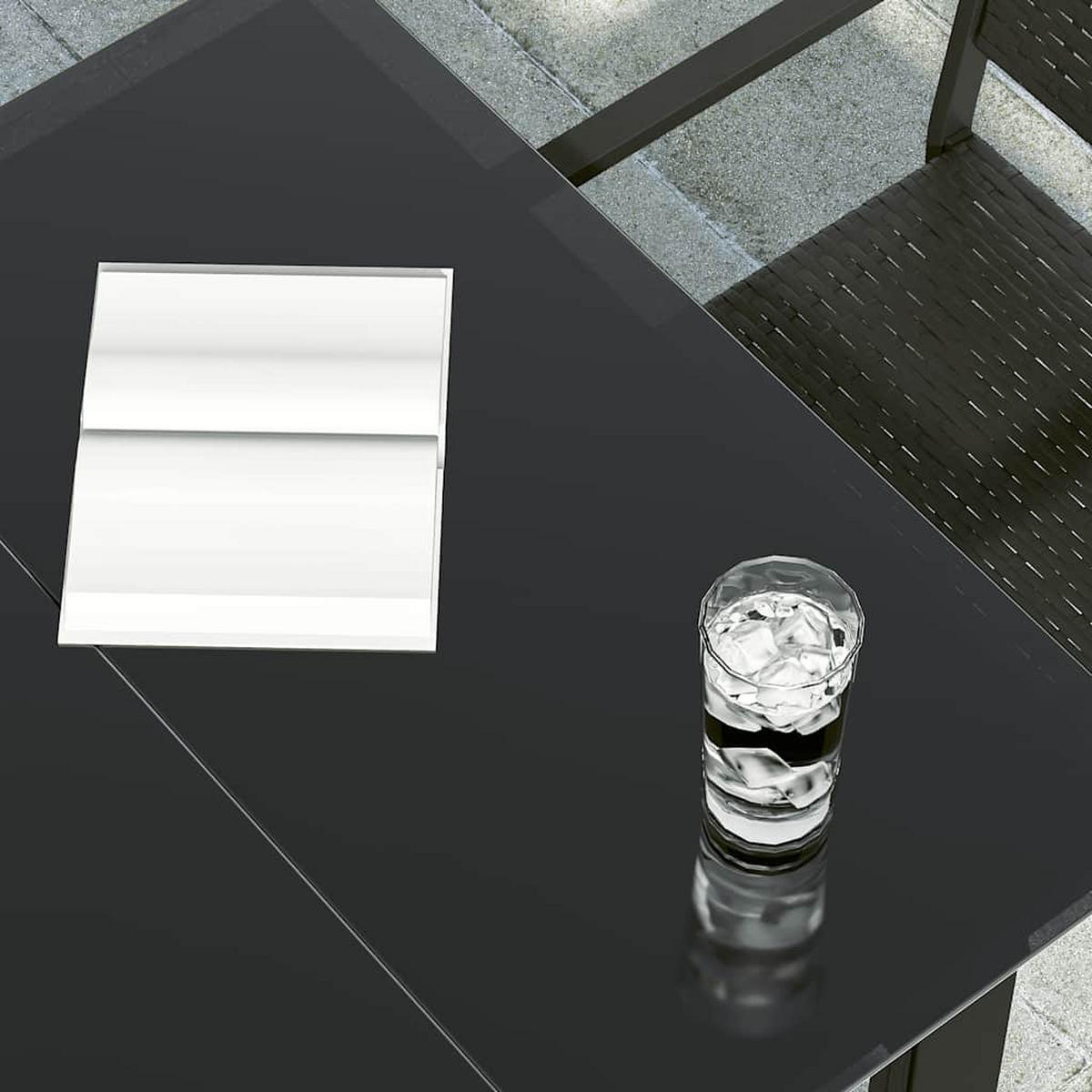 GARTEN-ESSTISCH Schwarz 80/80/74 Cm Stahl Und Glas - Schwarz, Metall (80/80/74cm) - vidaXL