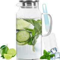 KARAFFE 2 Liter Borosilikatglas mit Edelstahldeckel - Transparent, Glas (10.5/10.5cm)