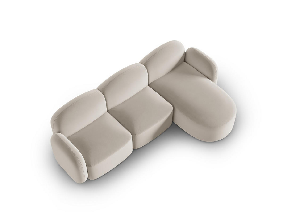 ECKSOFA rechts Blair aus Samt leichtes beige 4 Sitzplätze - Beige, Textil (155/272cm) - Micadoni