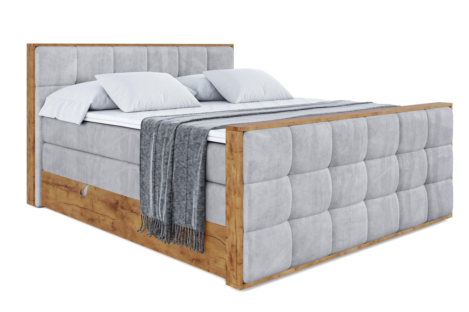 BOXSPRINGBETT mit Matratze H3|H4 und Lattenrost - LOLLI7-Z KING-160x200 - Grau Monolith - Grau, Holzwerkstoff (160/200cm) - ALTDECOR