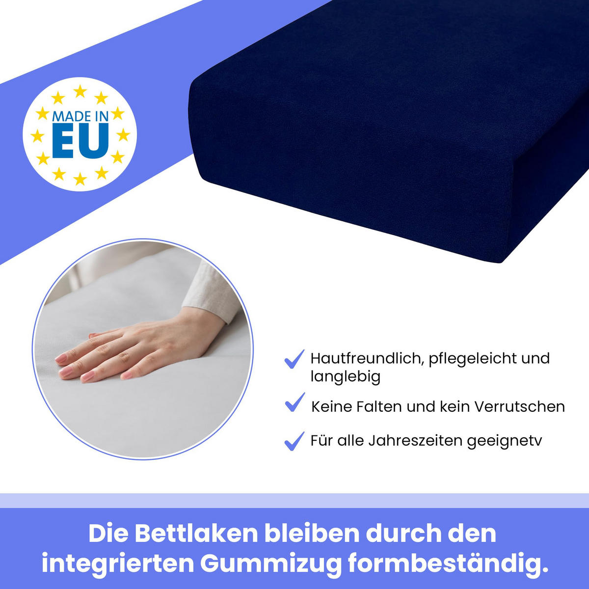 SPANNBETTLAKEN 140/200 cm, Frottee Elastisch 100 % Baumwolle Marinenblau - Blau, Textil (140/200cm) - Best For Home