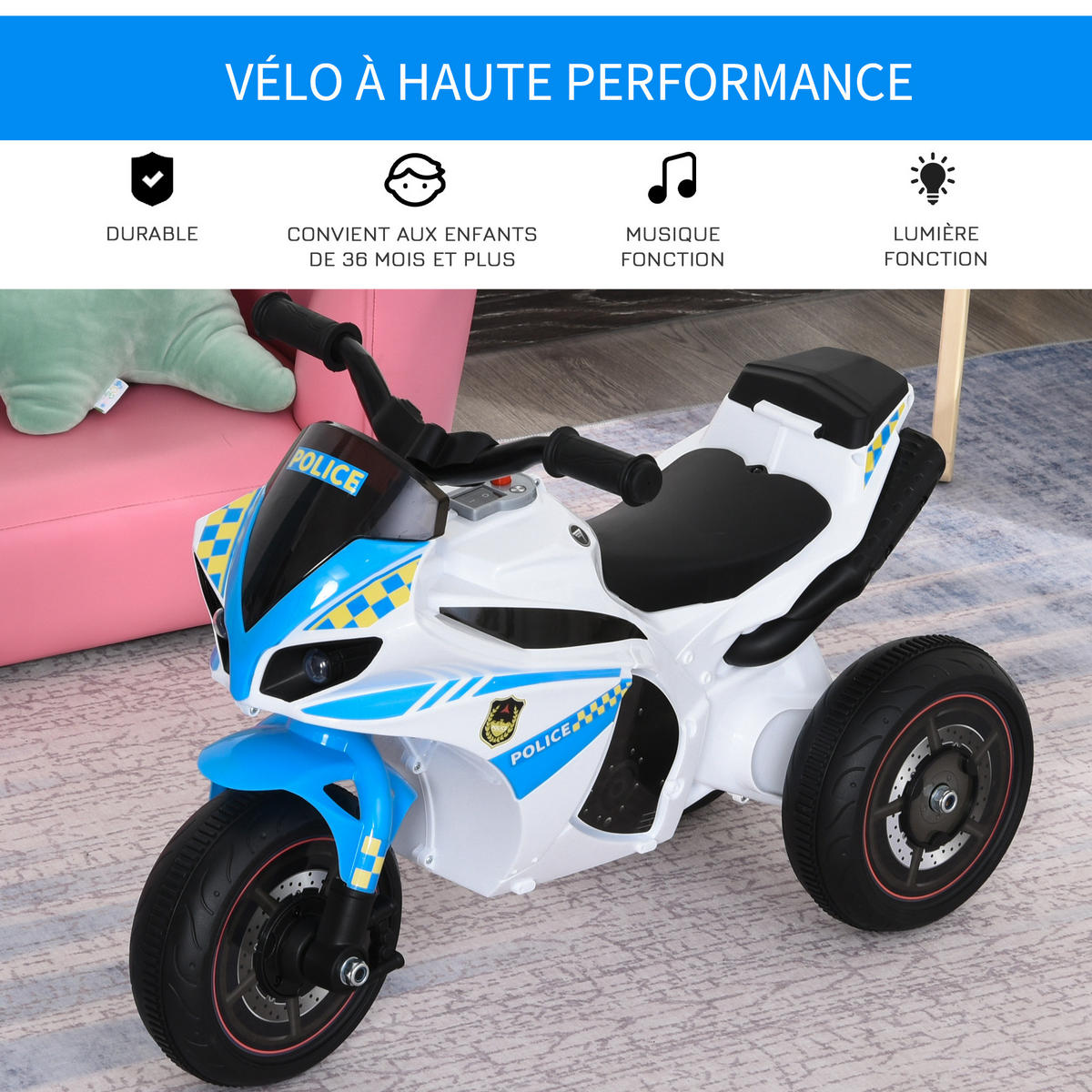 RUTSCHFAHRZEUG DE-16962 Rennmotorrad mit Licht & Sound Blau - Blau, Metall (74/39/48cm) - ComfortXL