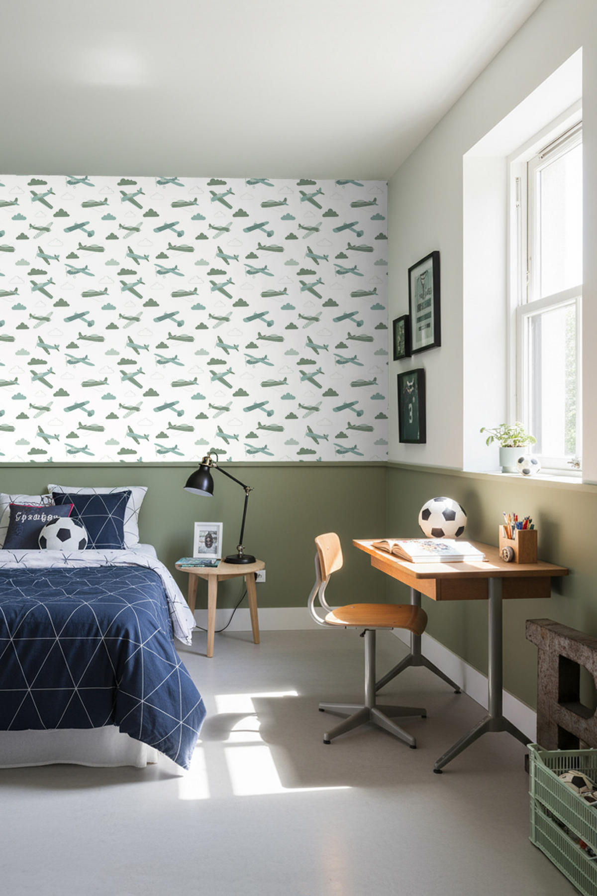 TAPETE Flugzeuge 50 x 900 cm - Grün, Papier (50/0.1cm) - ESTAhome