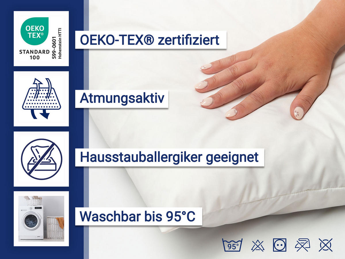 KISSEN, 2er-Set, 40x40 cm, 85% Federn, 15% Daune - Weiß, Kunststoff (40/40cm) - Zollner