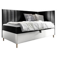 BOXBETT Maja Junior 3, Seite zum Öffnen des Bettkastens: Rechts - Schwarz/Weiß, Holz (100/200cm) - MIRJAN24