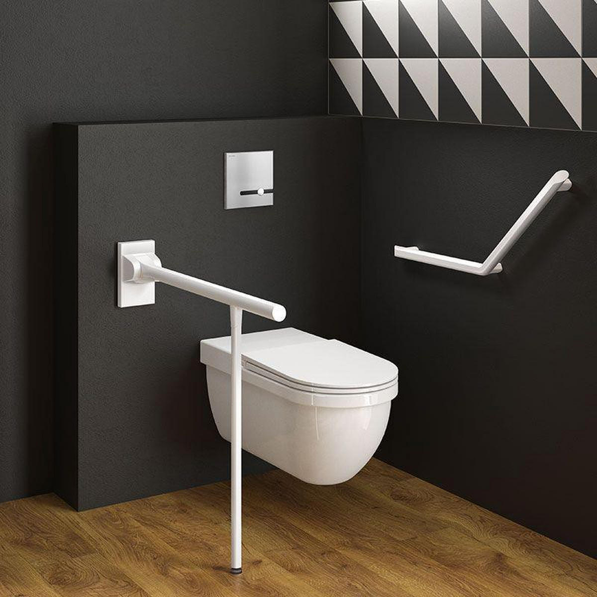 STÜTZKLAPPGRIFF Be-Line mit Fuß D42 L.650 Alu weiß - Schwarz, Metall (15/13/99cm) - Delabie
