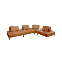 MODULSOFA WIOLO Braun Leder - Dunkelbraun/Silberfarben, Leder/Metall (350/83/240cm) - KAWOLA