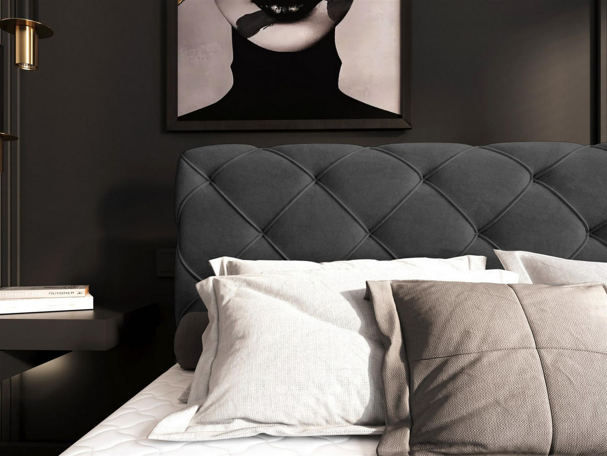 BOXBETT Gisel - Dunkelgrau, Holzwerkstoff/Textil (180/200cm) - Fun Möbel