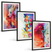BILDER SET 3er Set - 40x60 cm Schwarzer Rahmen - Farbenfrohe Abstraktionen der Form - Schwarz, Kunststoff (40/60cm) - TULUP