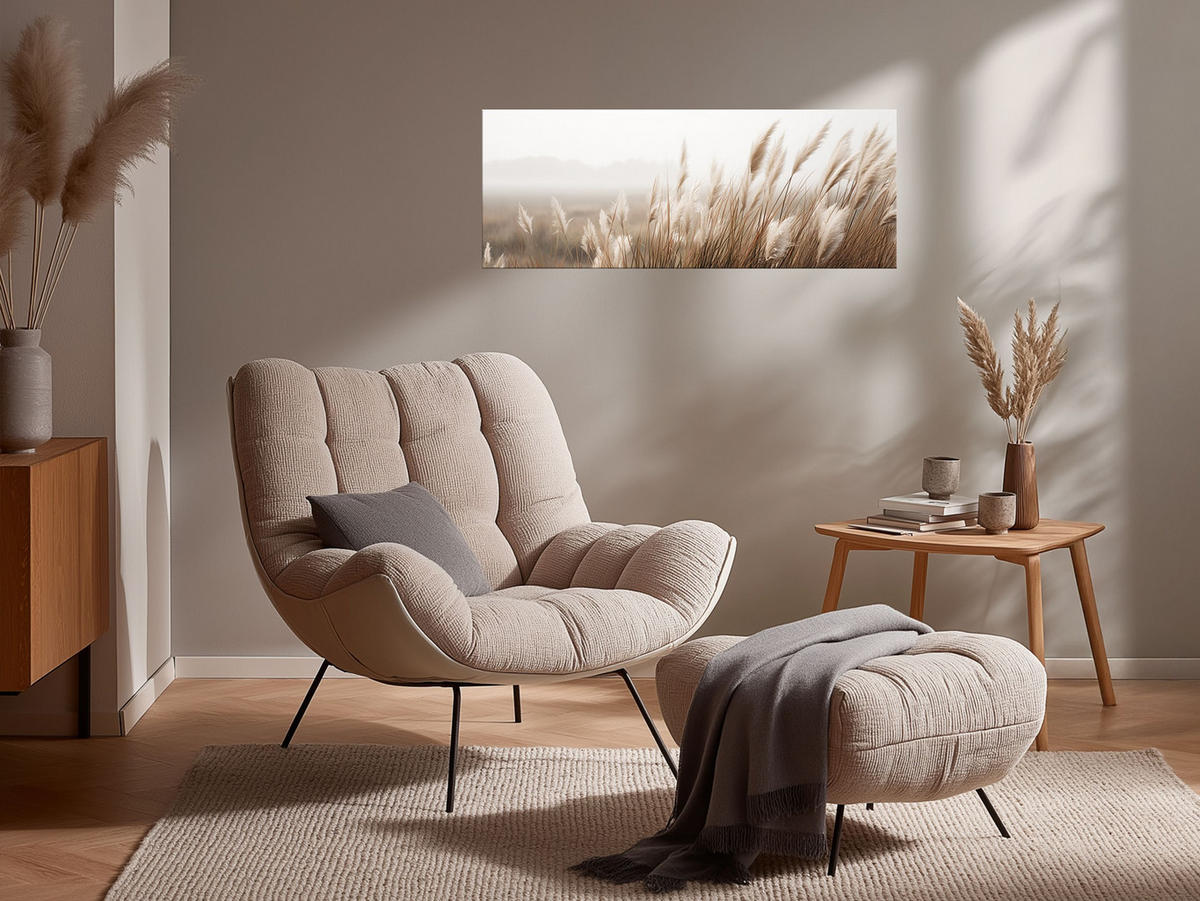 GLASBILD 80x30 cm Pampasgras Natur beige - Beige, Glas (80/30cm) - artissimo