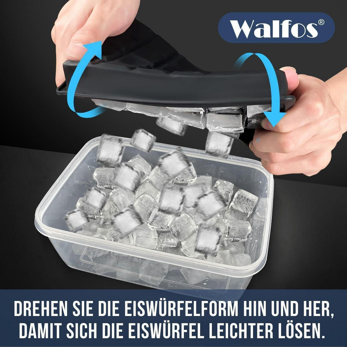 EISWÜRFELFORM 3er-Set Silikon mit Deckel 72 Eiswürfel - Schwarz, Kunststoff (1/1/1cm)