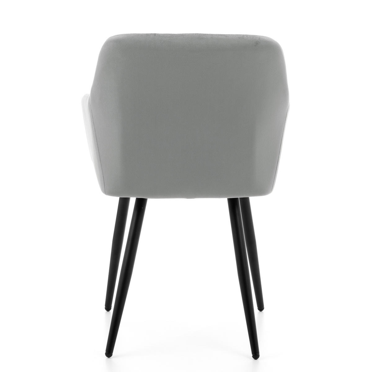 STUHL ORTE gepolstert mit Steppung - hellgrau - Samt Velours - Hellgrau/Schwarz, Textil/Metall (56/85/62cm) - NEW HOME