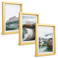 BILDER SET 3er Set - 20x30 cm Goldrahmen - Holzhaus an Bergstränden - Goldfarben, Kunststoff (20/30cm) - TULUP
