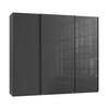 SCHWEBETÜRENSCHRANK 3-türig B250/H216/T65 cm in Anthrazit mit Glasfront inkl. Vollausstattung / 22032 - Anthrazit/Schwarz, Holzwerkstoff/Metall (250/216/65cm) - luma-home